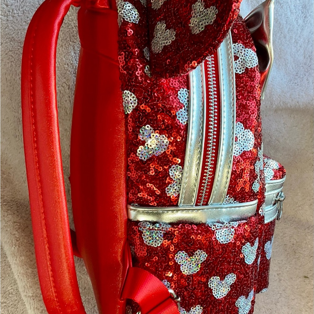 Disney Red and Silver Sequin Woman’s Backpack - Picture 5 of 7